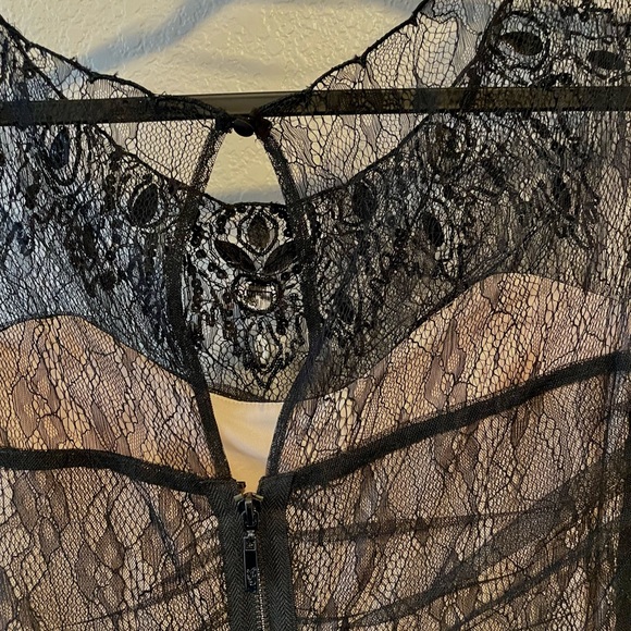 Jessica Simpson Cocktail Dress,Black Ruched Lace Size 10 - Picture 12 of 16